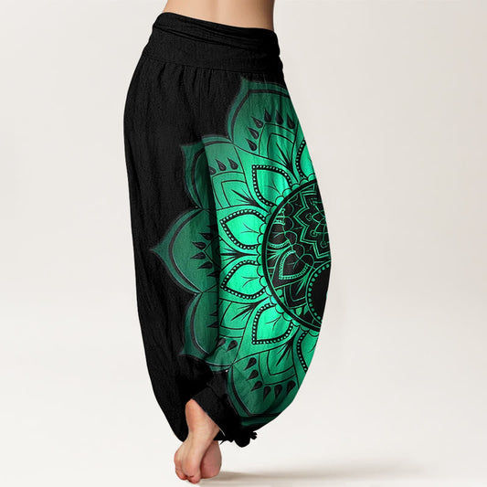 AuraVeya Cotton Symmetrical Mandala Pattern Women's Elastic Waist Harem Pants - image 1