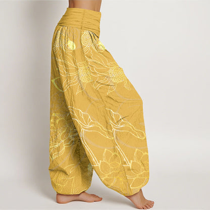 AuraVeya Pure Cotton Lotus Leaf Koi Fish Women's Elastic Waist Harem Pants - image 13