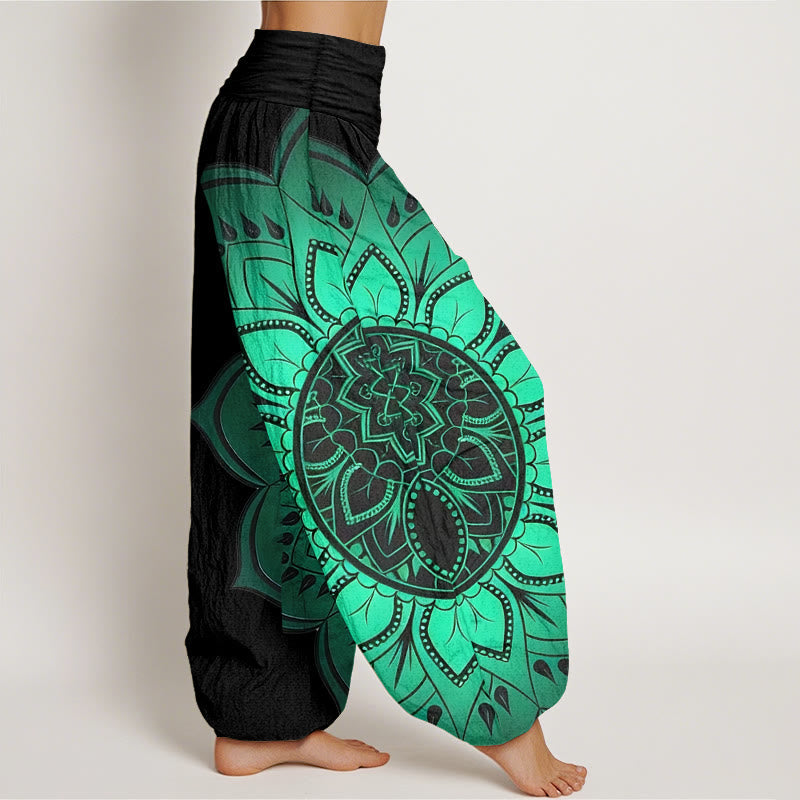 AuraVeya Cotton Symmetrical Mandala Pattern Women's Elastic Waist Harem Pants - image 2