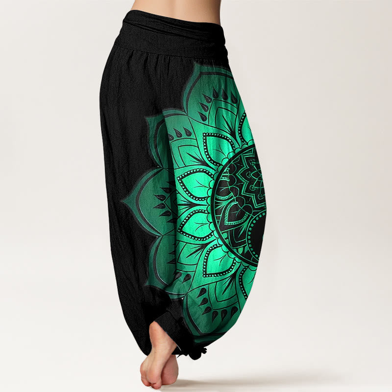 AuraVeya Cotton Symmetrical Mandala Pattern Women's Elastic Waist Harem Pants - image 1