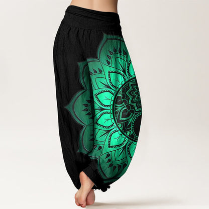 AuraVeya Cotton Symmetrical Mandala Pattern Women's Elastic Waist Harem Pants - image 1