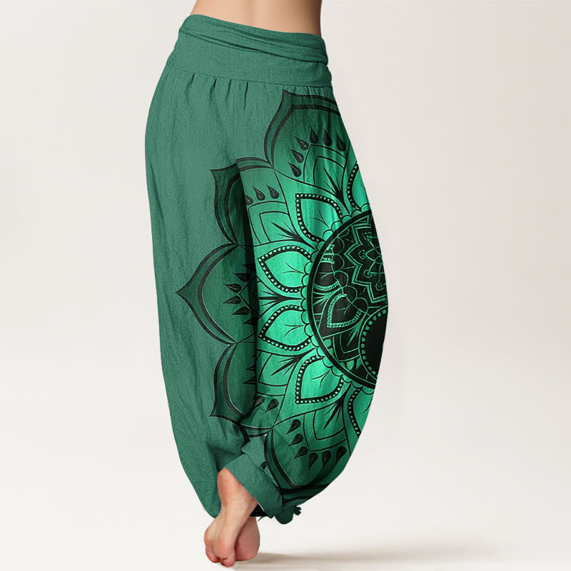 AuraVeya Cotton Symmetrical Mandala Pattern Women's Elastic Waist Harem Pants - image 9