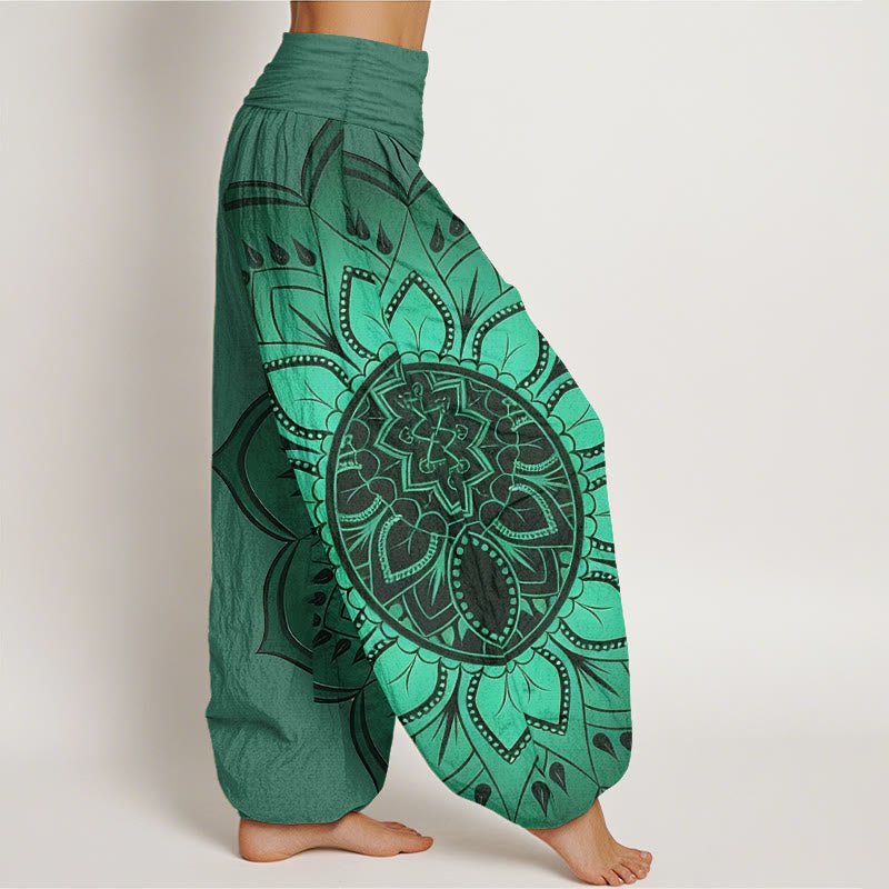 AuraVeya Cotton Symmetrical Mandala Pattern Women's Elastic Waist Harem Pants - image 10