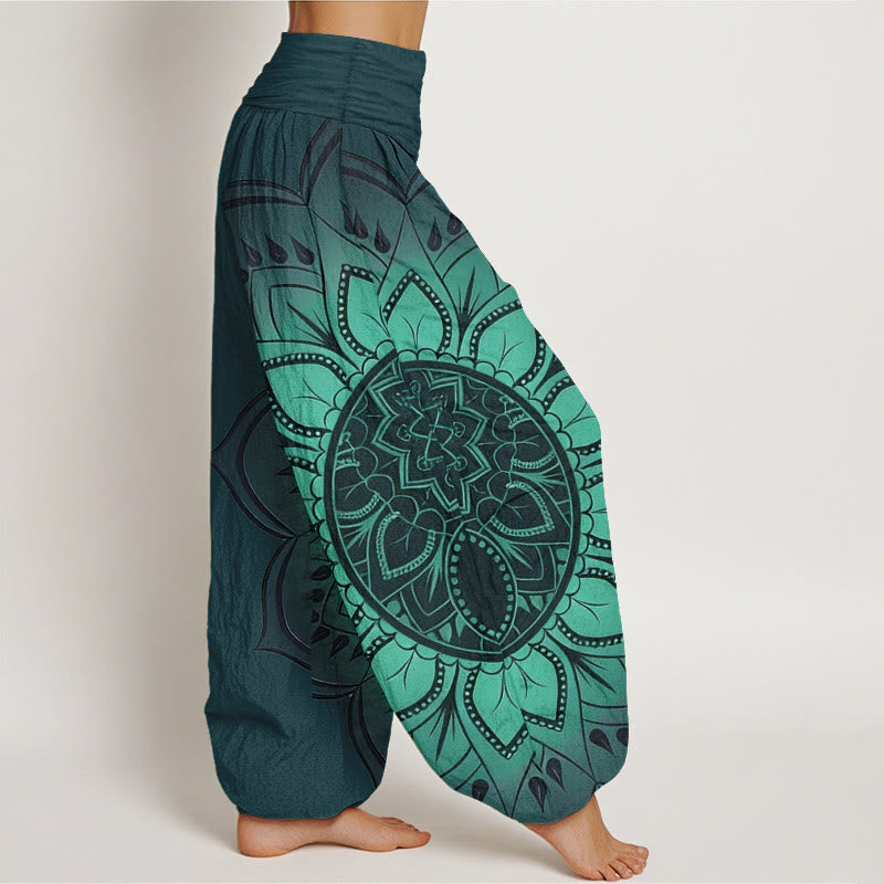 AuraVeya Cotton Symmetrical Mandala Pattern Women's Elastic Waist Harem Pants - image 7