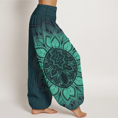 AuraVeya Cotton Symmetrical Mandala Pattern Women's Elastic Waist Harem Pants - image 7