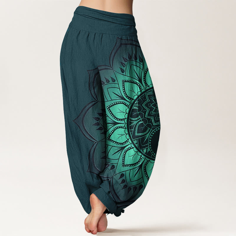 AuraVeya Cotton Symmetrical Mandala Pattern Women's Elastic Waist Harem Pants - image 6