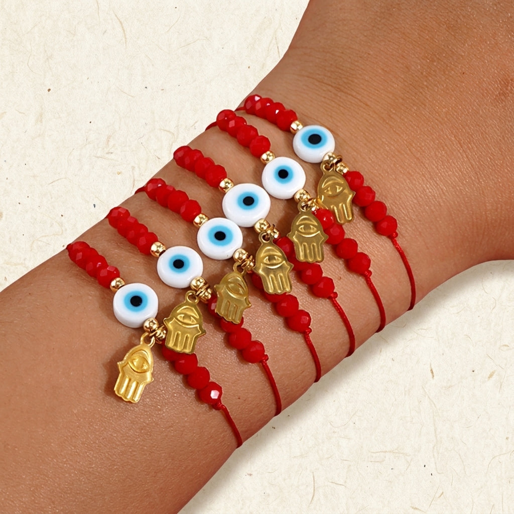 Hamsa Hand & Evil Eye Red String Protection Bracelet