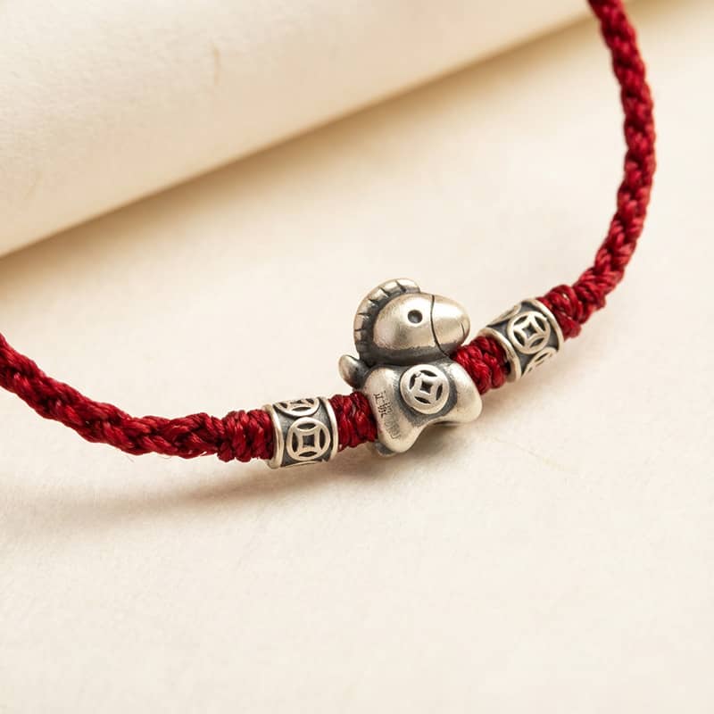🐎Year of the Horse 999 Sterling Silver String Braided Protection Bracelet