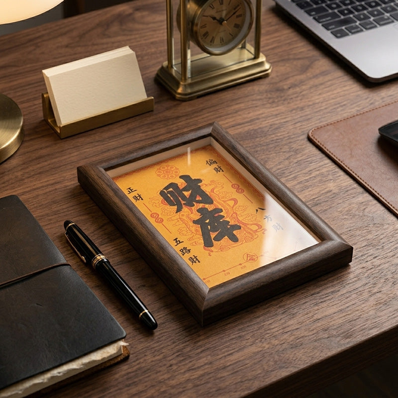 AuraVeya™ | The Sacred Abundance Treasury - Premium Handcrafted Wood Manifestation Frame