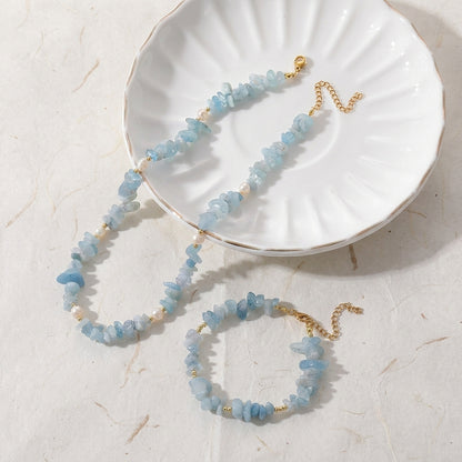 Serene Aura Natural Aquamarine & Pearl Healing Set