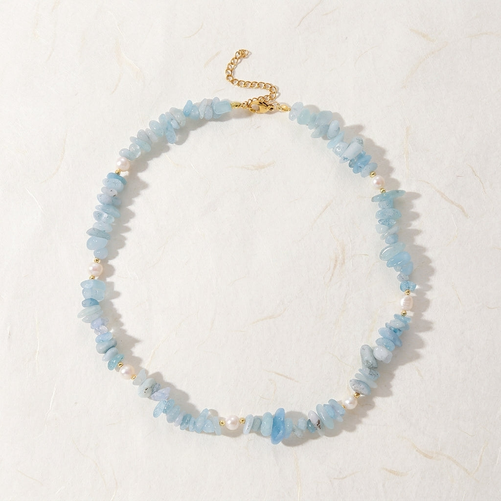 Serene Aura Natural Aquamarine & Pearl Healing Set