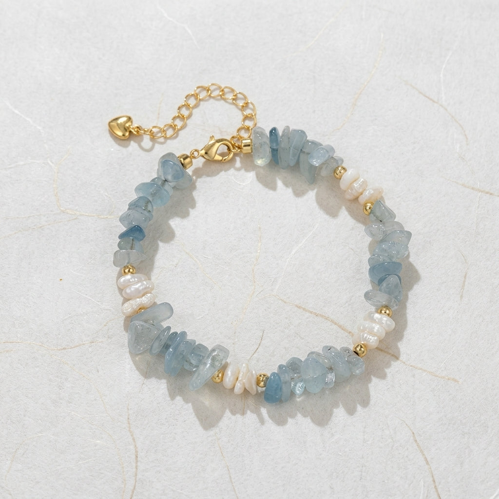 Divine Feminine Aura Bracelet | Freshwater Pearl & Natural Crystal