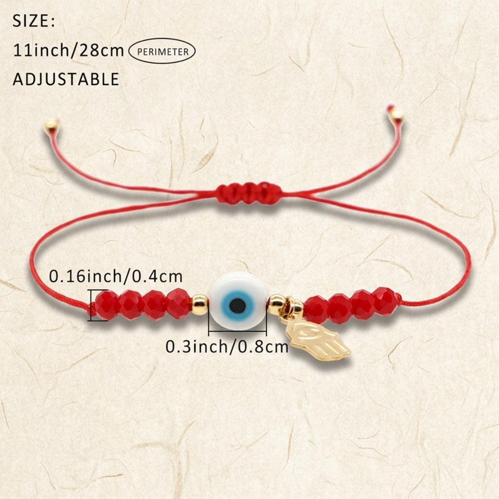 Hamsa Hand & Evil Eye Red String Protection Bracelet