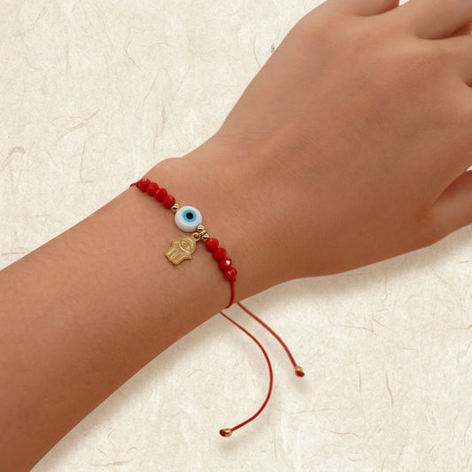 Hamsa Hand & Evil Eye Red String Protection Bracelet
