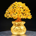 AuraVeya Natural Citrine Money Tree Gemstone Ornament - Feng Shui for Prosperity