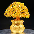AuraVeya Natural Citrine Money Tree Gemstone Ornament - Feng Shui for Prosperity
