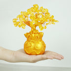 AuraVeya Natural Citrine Money Tree Gemstone Ornament - Feng Shui for Prosperity