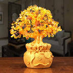 AuraVeya Natural Citrine Money Tree Gemstone Ornament - Feng Shui for Prosperity