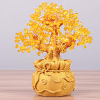 AuraVeya Natural Citrine Money Tree Gemstone Ornament - Feng Shui for Prosperity