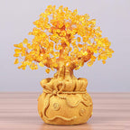 AuraVeya Natural Citrine Money Tree Gemstone Ornament - Feng Shui for Prosperity