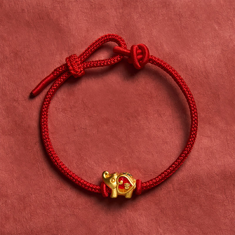AuraVeya Handmade Red String Elephant Love Heart Protection Braided Adjustable Bracelet