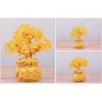 AuraVeya Natural Citrine Money Tree Gemstone Ornament - Feng Shui for Prosperity