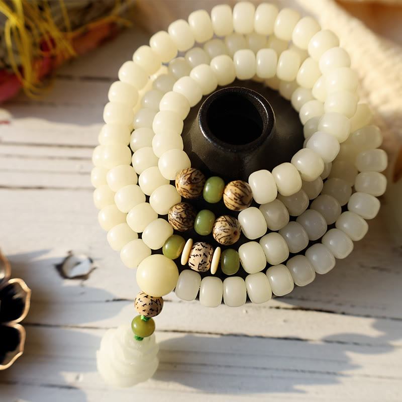 AngelSeer "Hoping for Serenity and Mindfulness" Bodhi Lotus Mala Includes Gift Message Card