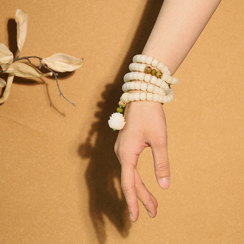 AngelSeer "Hoping for Serenity and Mindfulness" Bodhi Lotus Mala Includes Gift Message Card