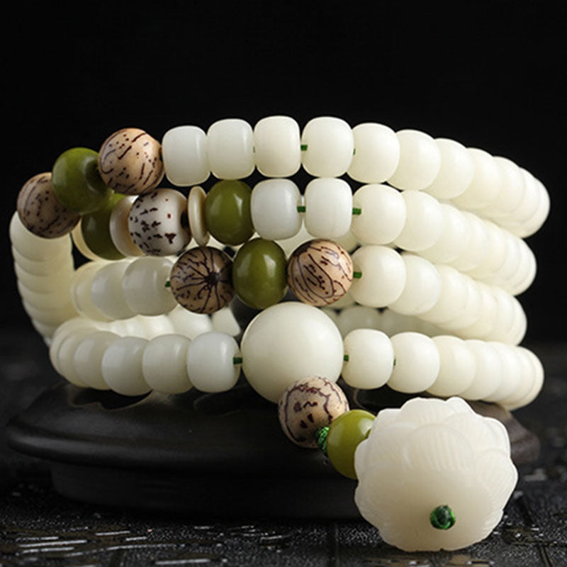 AngelSeer "Hoping for Serenity and Mindfulness" Bodhi Lotus Mala Includes Gift Message Card