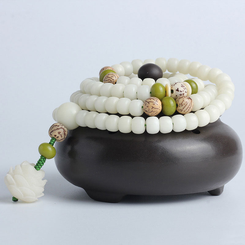 AngelSeer "Hoping for Serenity and Mindfulness" Bodhi Lotus Mala Includes Gift Message Card