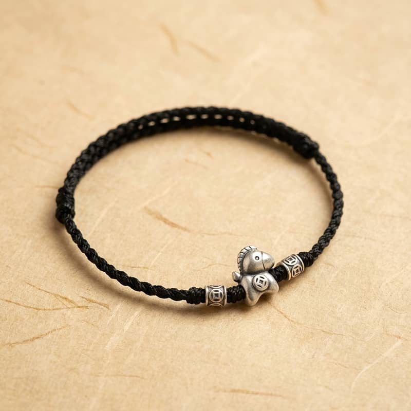 🐎Year of the Horse 999 Sterling Silver String Braided Protection Bracelet